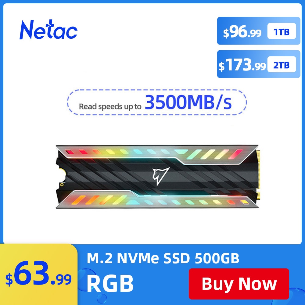 Netac SSD M2 NVMe 500gb 1 ׶Ʈ 2 ׶Ʈ SSD RGB M.2 2280 PCIe ũž  ָ Ʈ ̺ ϵ ũ